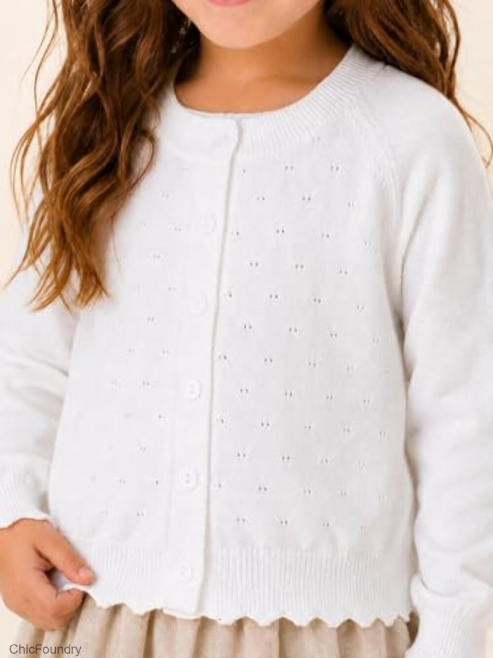 Girls Cardigan Sweater Button Down Knit Dress Cover Up Long Sleeve - Picture 5 of 7
